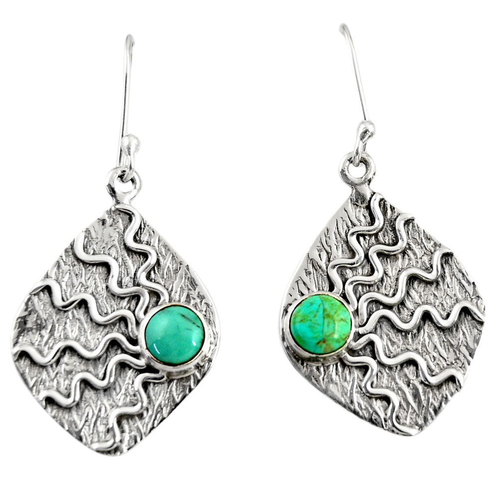925 silver 1.81cts green arizona mohave turquoise dangle earrings jewelry d38524