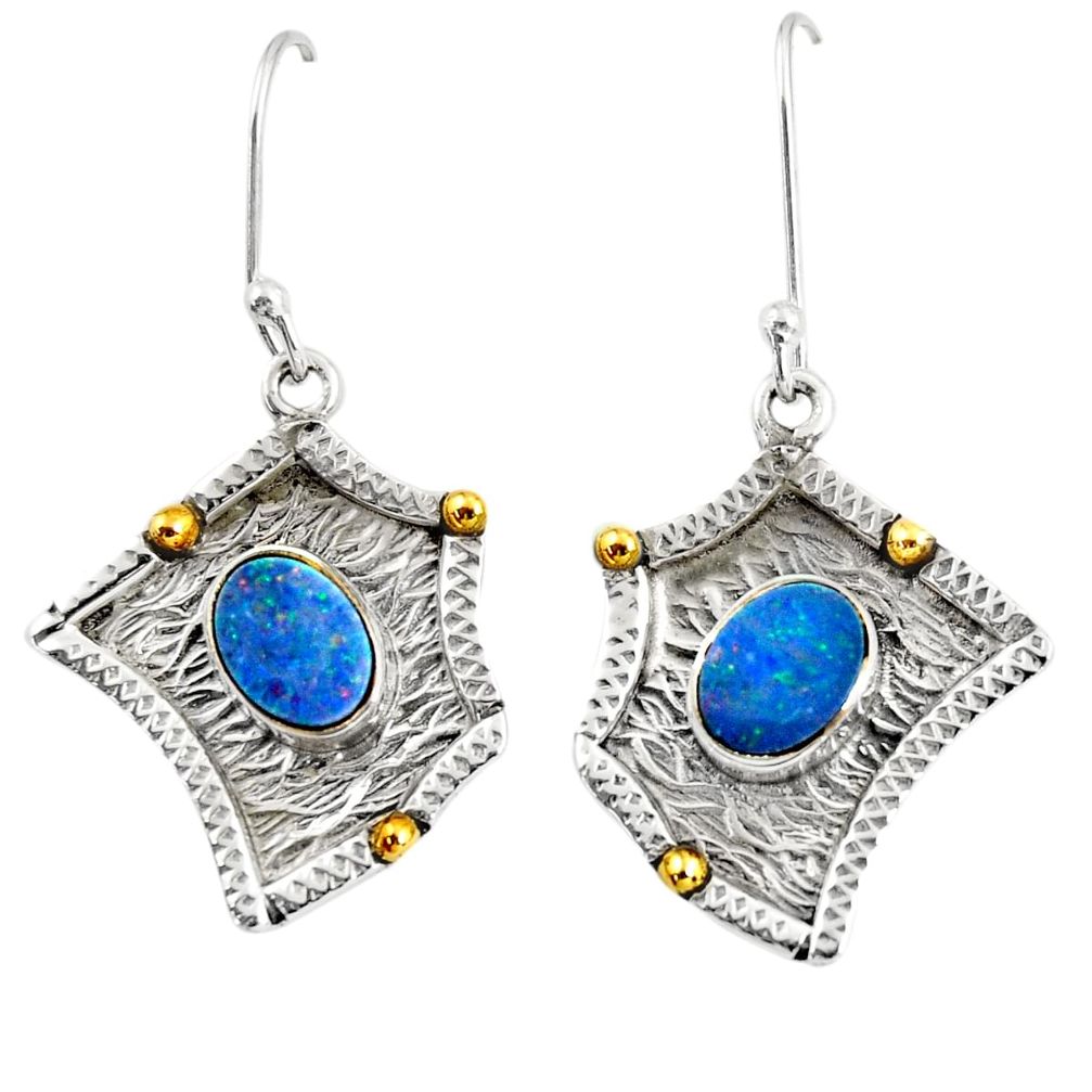 l doublet opal australian silver two tone dangle earrings d38546