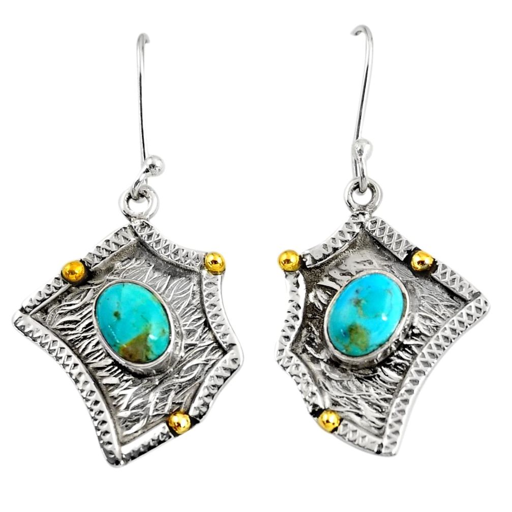 rian arizona mohave turquoise two tone dangle earrings d38548