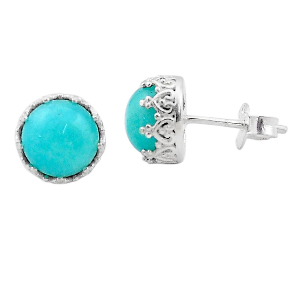 8.00cts natural green amazonite (hope stone) 925 sterling silver stud earrings