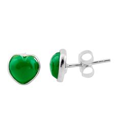 3.00cts natural green chalcedony 925 sterling silver stud earrings jewelry