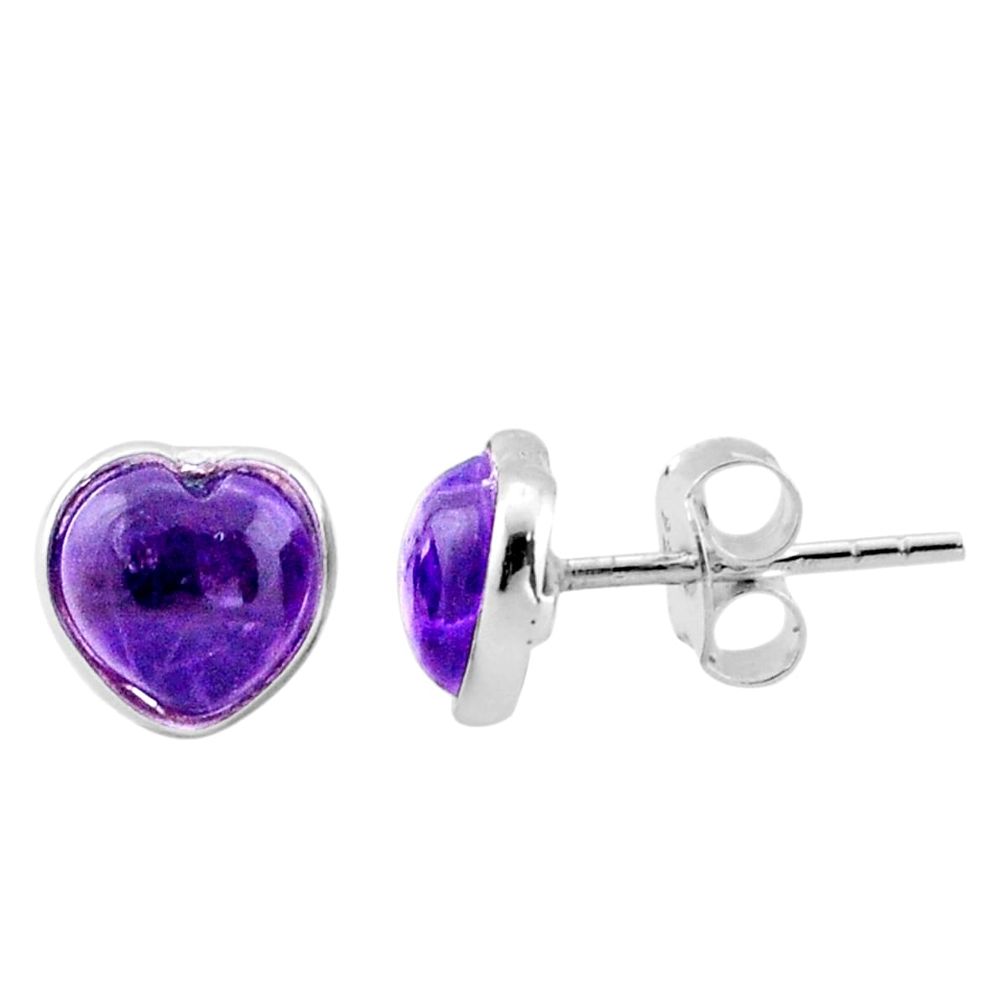 3.00cts natural purple amethyst 925 sterling silver stud earrings jewelry
