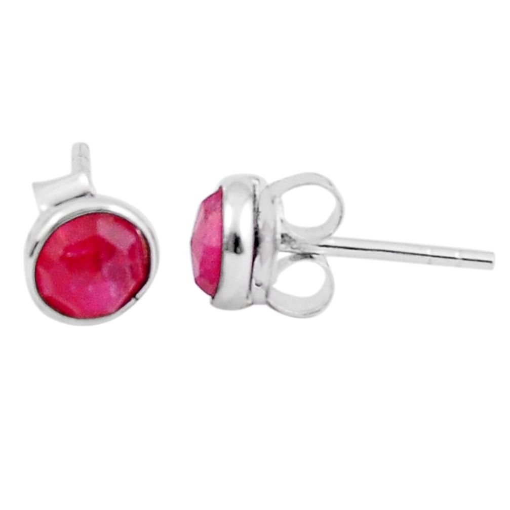 1.50cts natural pink ruby 925 sterling silver stud earrings jewelry