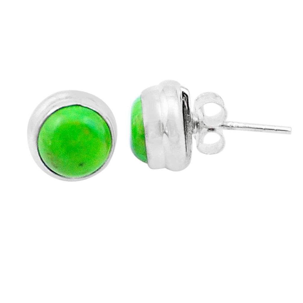 5.00cts natural green mojave turquoise 925 sterling silver stud earrings