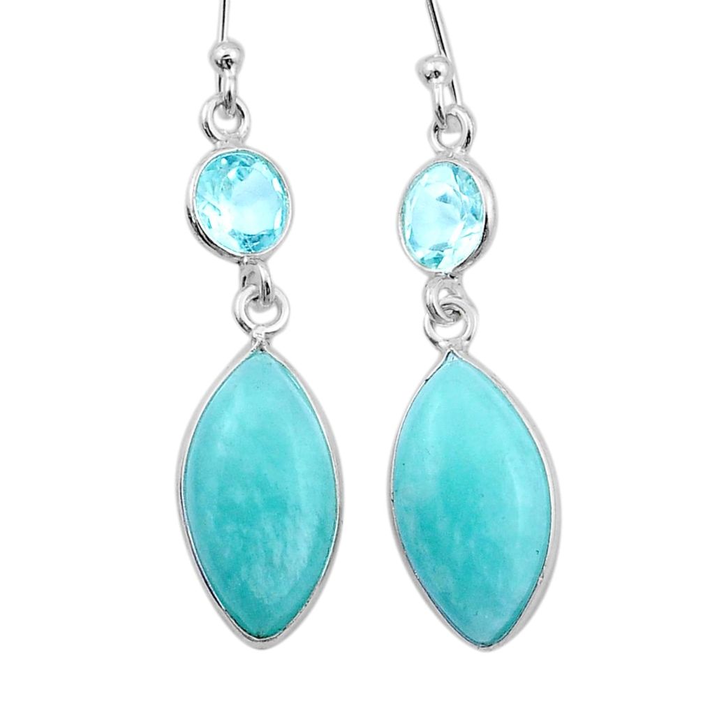 9.00cts natural green amazonite (hope stone) topaz 925 silver dangle earrings