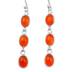 7.00cts natural orange cornelian (carnelian) 925 silver dangle earrings