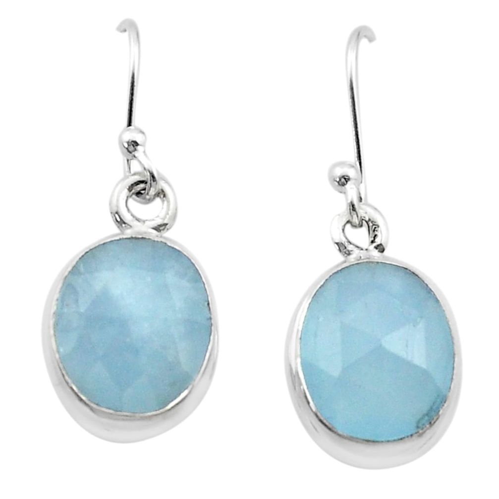 9.00cts natural blue aquamarine 925 sterling silver dangle earrings jewelry