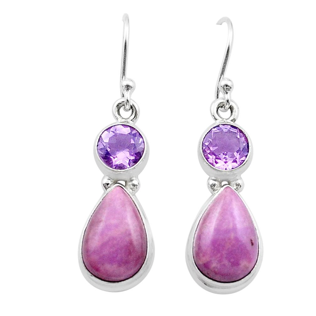 10.00cts natural purple phosphosiderite (hope stone) 925 silver dangle earrings