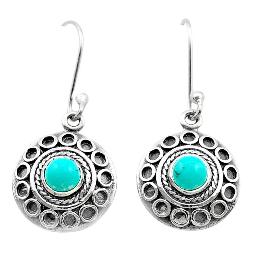 2.00cts fine green turquoise 925 sterling silver dangle earrings jewelry