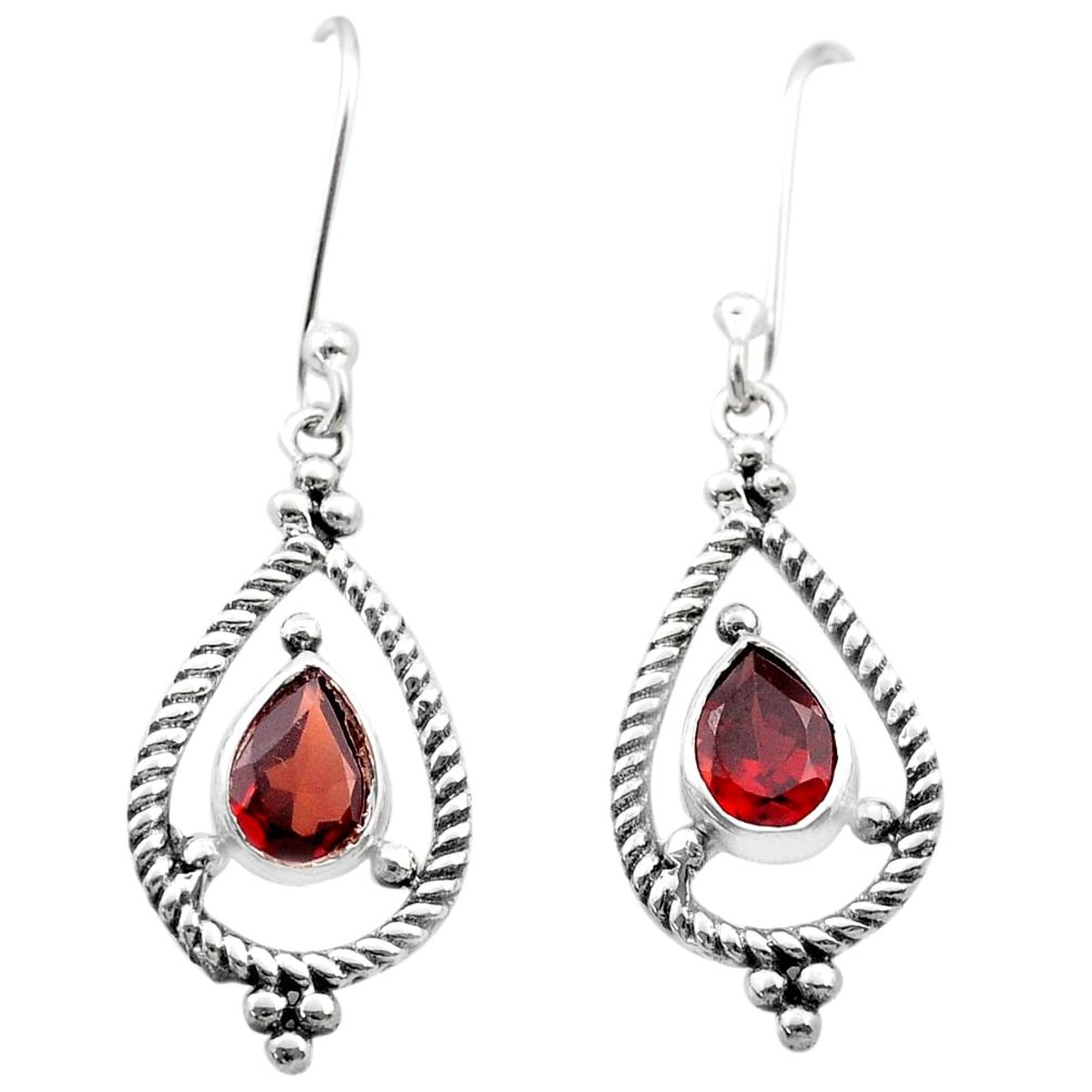 3.00cts natural red garnet 925 sterling silver dangle earrings jewelry