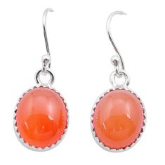 9.00cts natural orange cornelian (carnelian) 925 silver dangle earrings