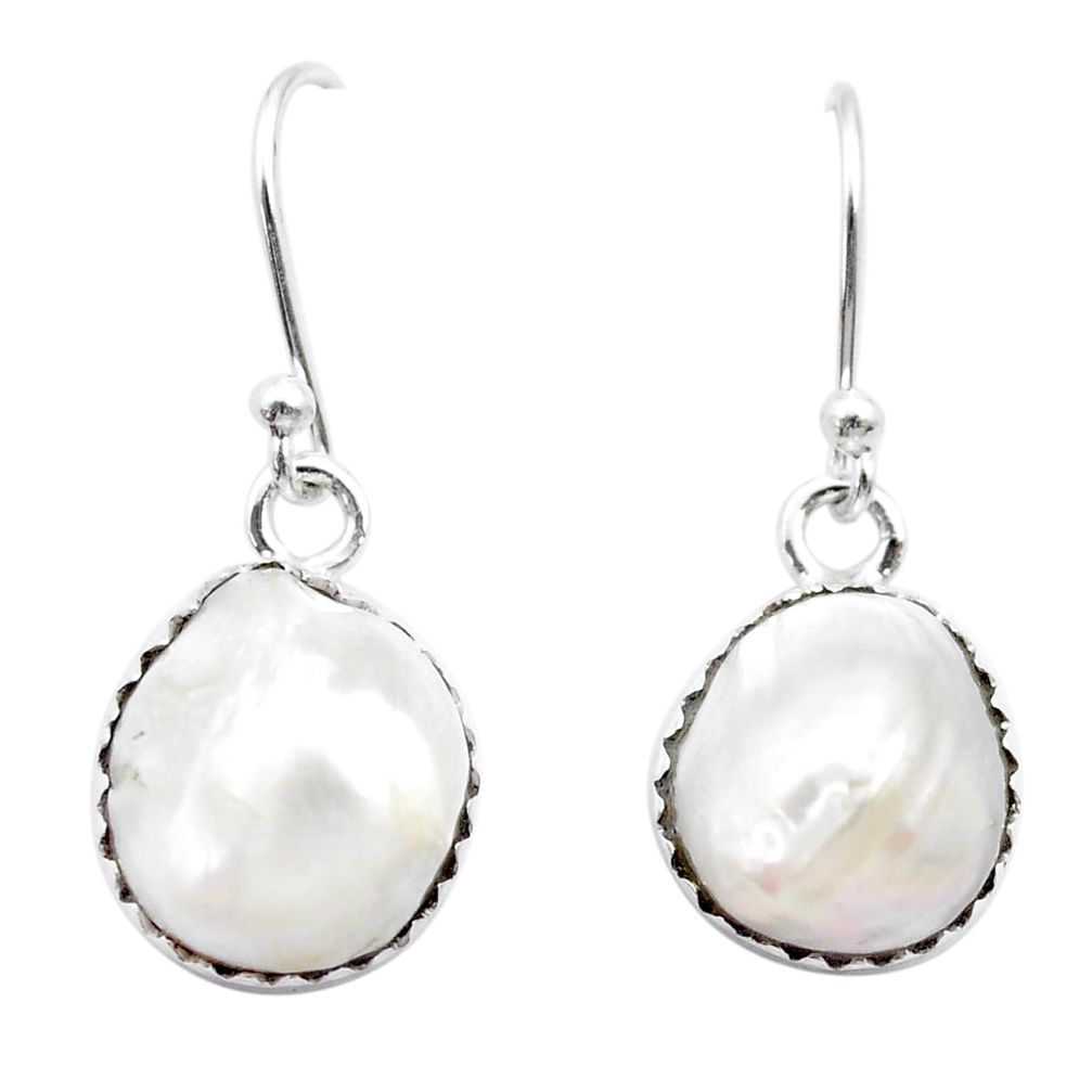12.00cts natural white pearl 925 sterling silver dangle earrings jewelry