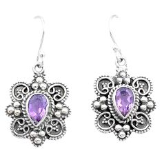 4.00cts natural purple amethyst 925 sterling silver dangle earrings jewelry