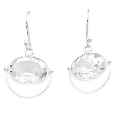 8.00cts natural white crystal 925 sterling silver dangle earrings jewelry
