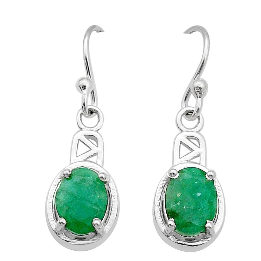 4.00cts natural green emerald 925 sterling silver dangle earrings jewelry