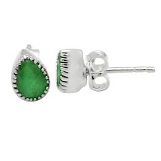 3.00cts natural green emerald 925 sterling silver stud earrings jewelry