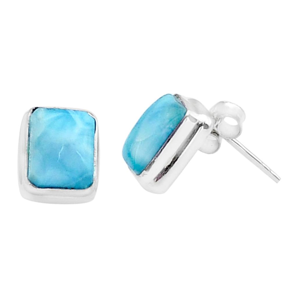 6.00cts natural blue larimar 925 sterling silver stud earrings jewelry