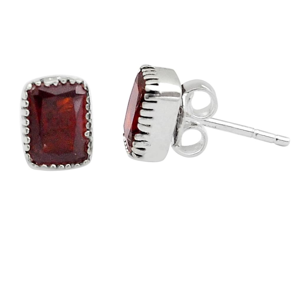 3.00cts natural red garnet 925 sterling silver stud earrings jewelry