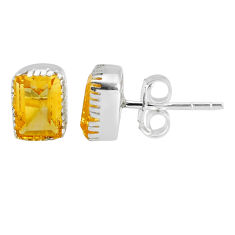 4.00cts natural yellow citrine 925 sterling silver stud earrings jewelry