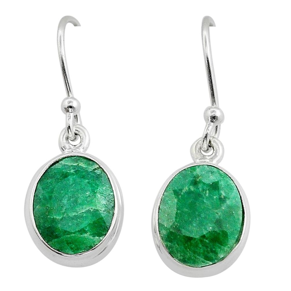 4.10cts natural green emerald 925 sterling silver dangle earrings jewelry