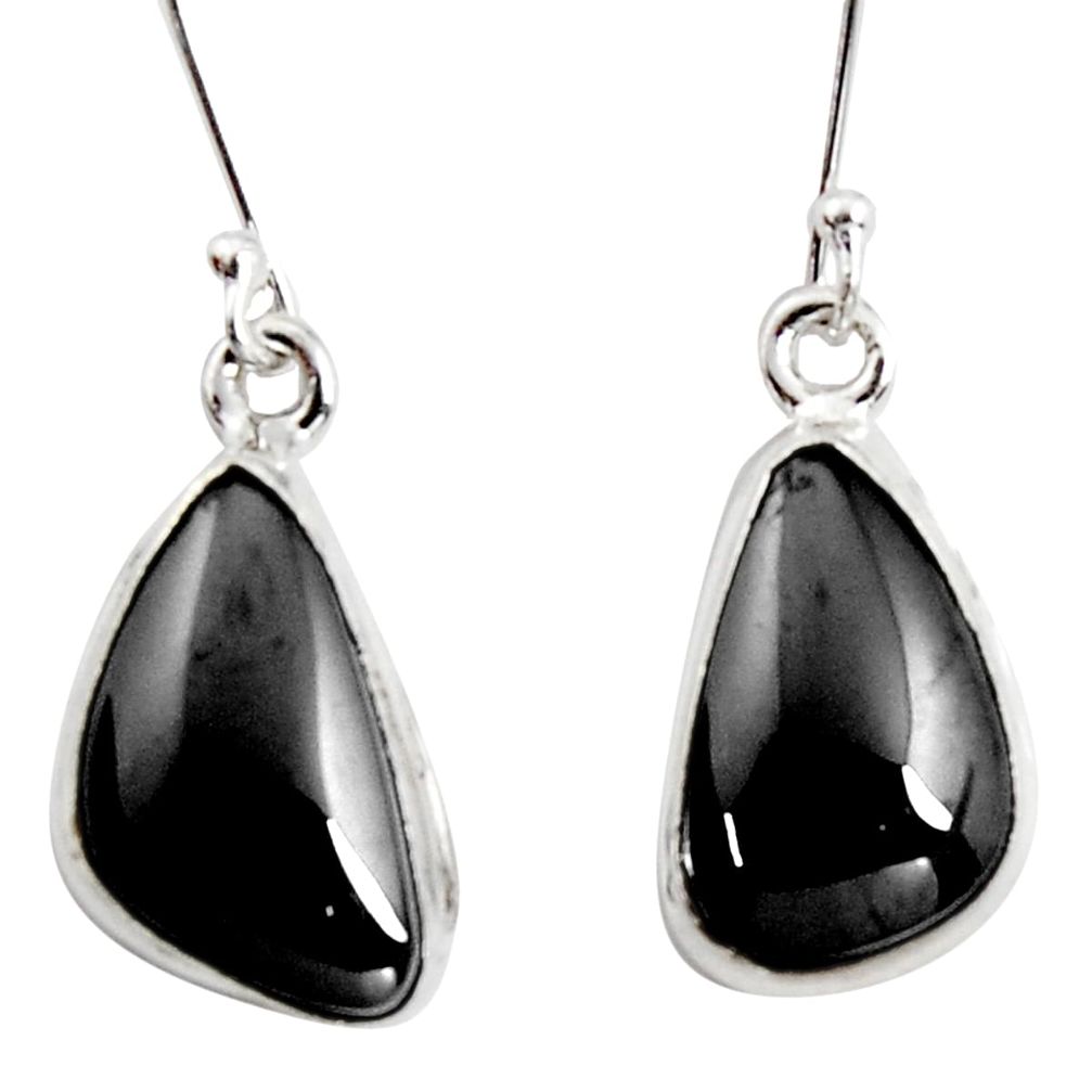 9.86cts natural black shungite 925 sterling silver dangle earrings r14541