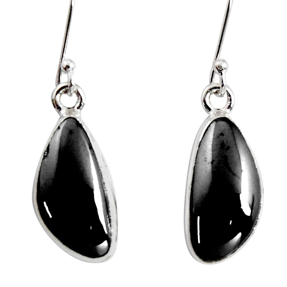 10.32cts natural black shungite 925 sterling silver dangle earrings r14542