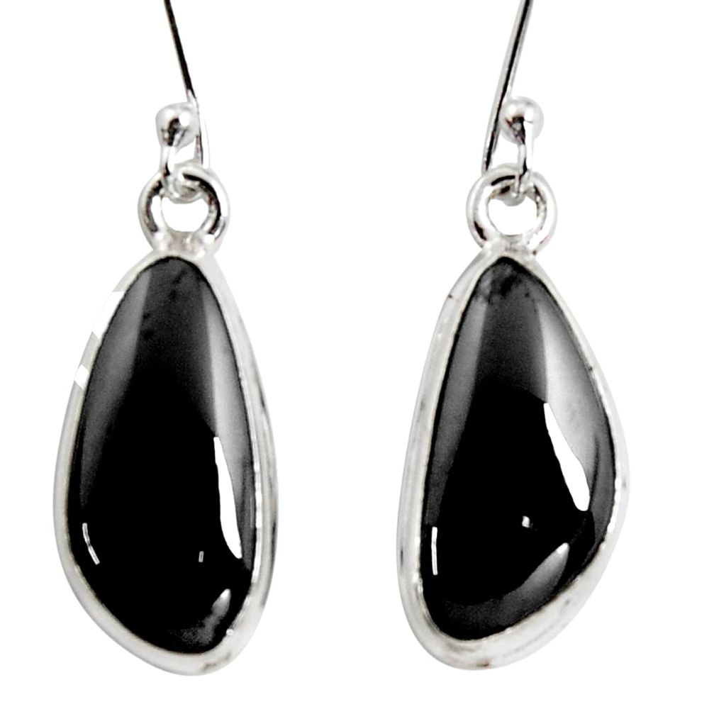 11.07cts natural black shungite 925 sterling silver earrings jewelry r14544