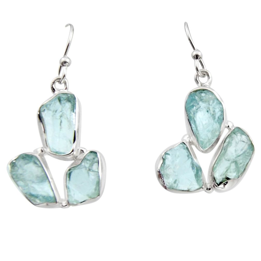 925 silver 19.00cts natural aqua aquamarine rough dangle earrings jewelry r16904