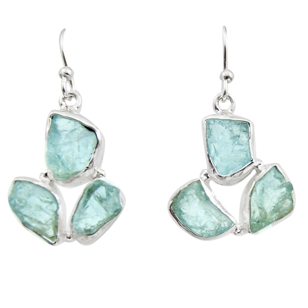 925 silver 18.47cts natural aqua aquamarine rough dangle earrings jewelry r16907