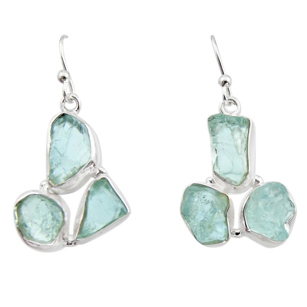 925 silver 18.42cts natural aqua aquamarine rough dangle earrings jewelry r16910