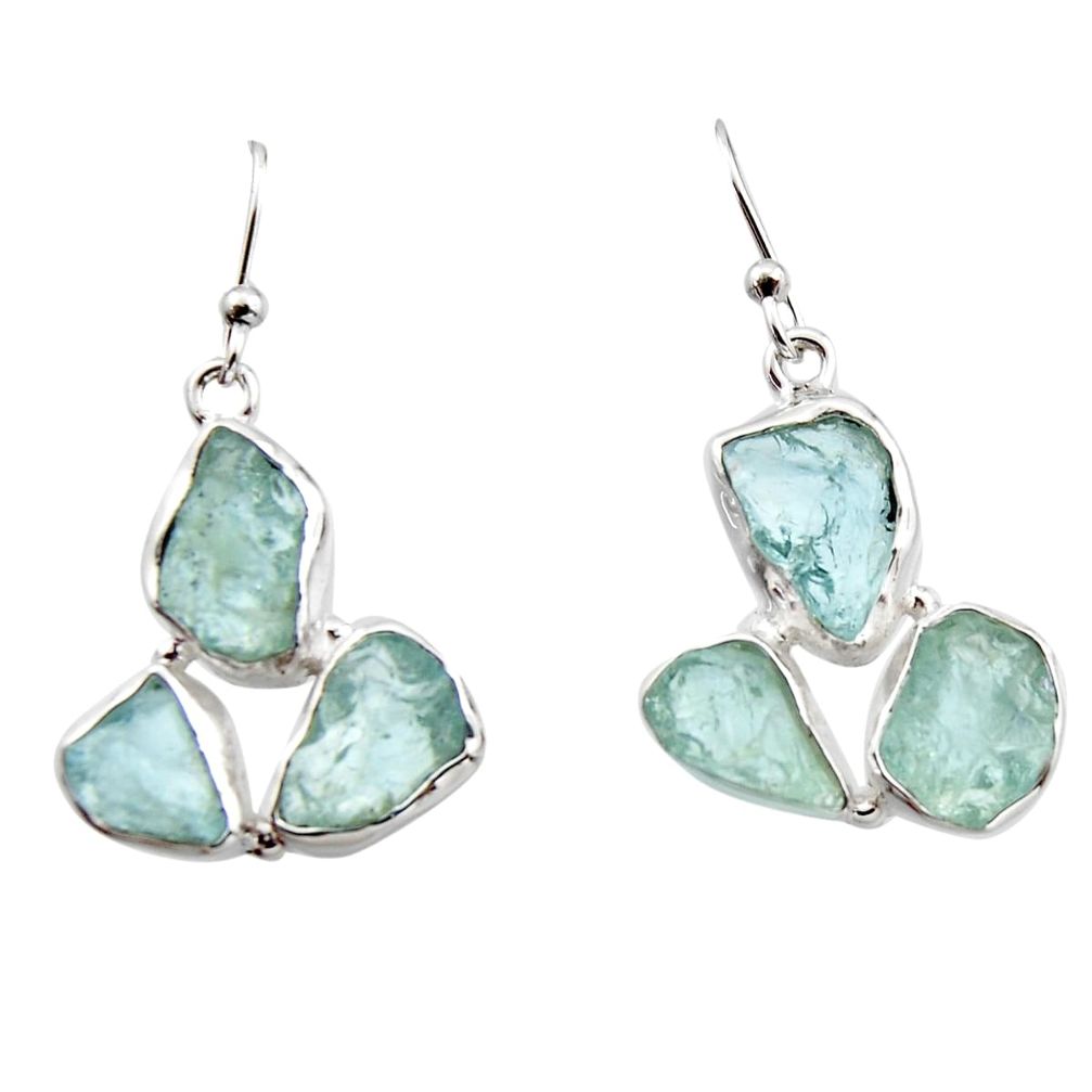 19.48cts natural aqua aquamarine rough 925 silver dangle earrings r16913