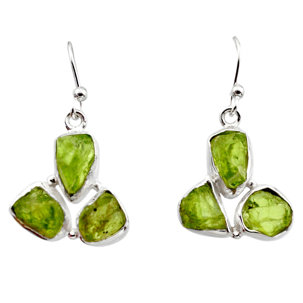 925 sterling silver 16.17cts natural green peridot rough dangle earrings r16924