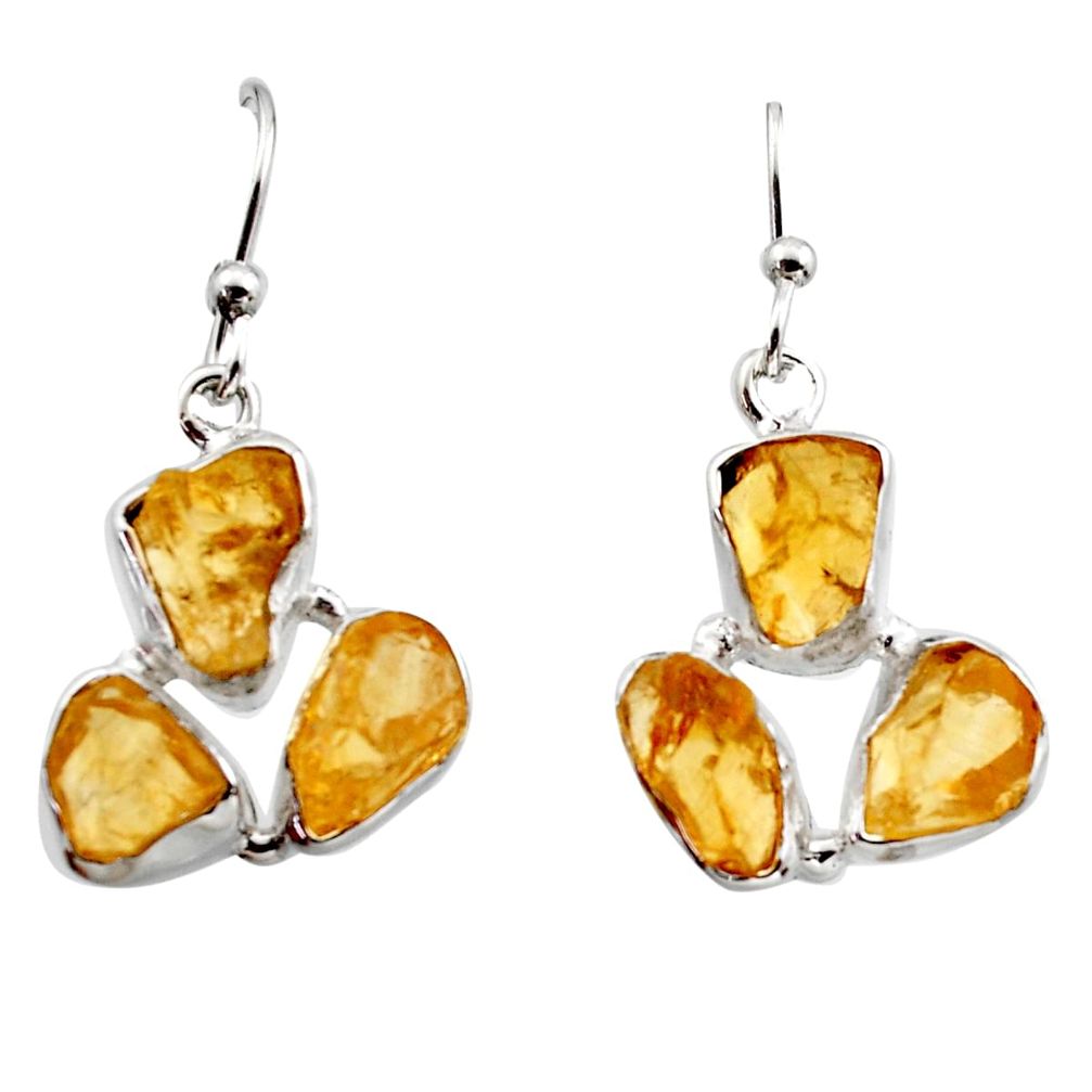 15.34cts yellow citrine rough 925 sterling silver dangle earrings jewelry r16942