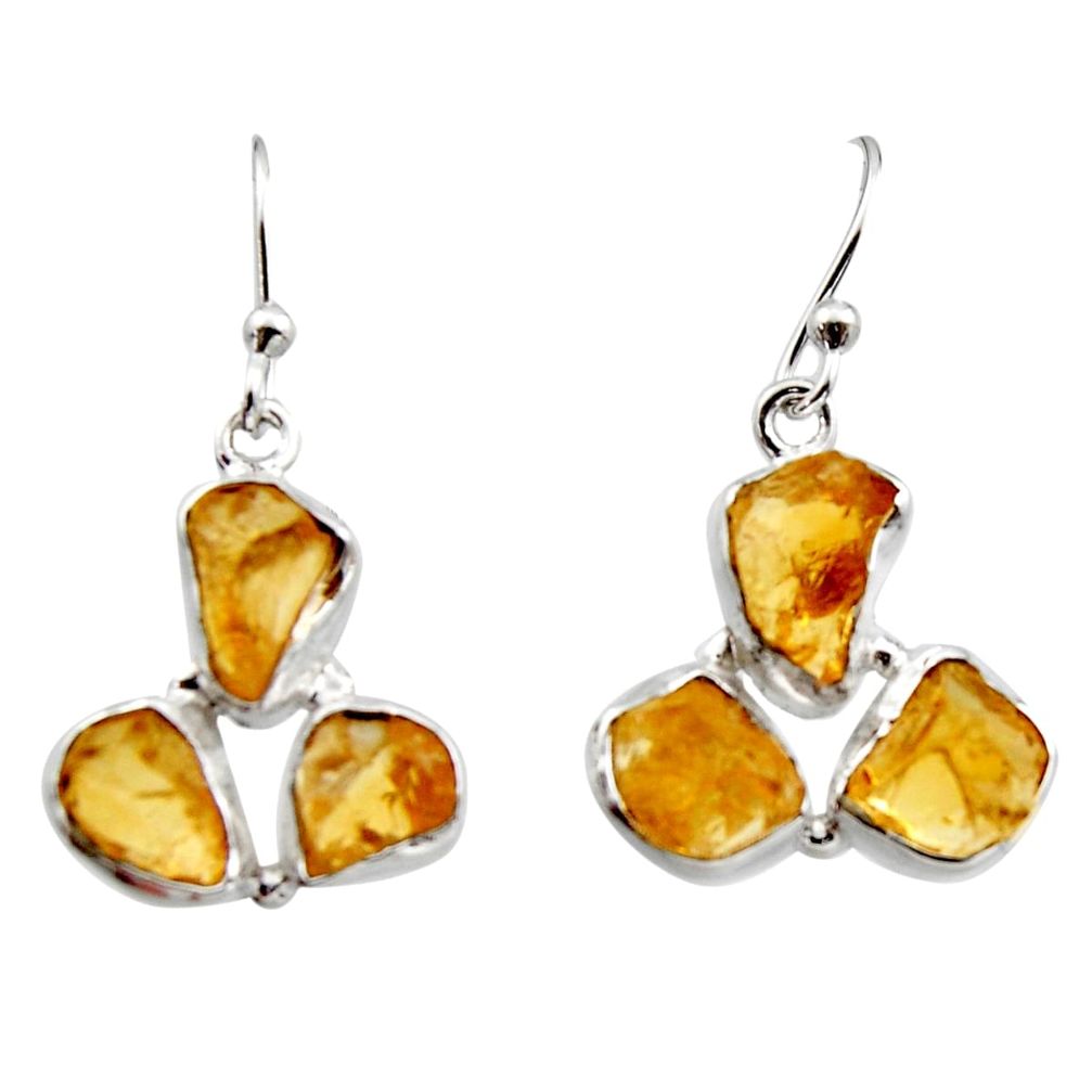 925 sterling silver 15.85cts yellow citrine rough dangle earrings jewelry r16944
