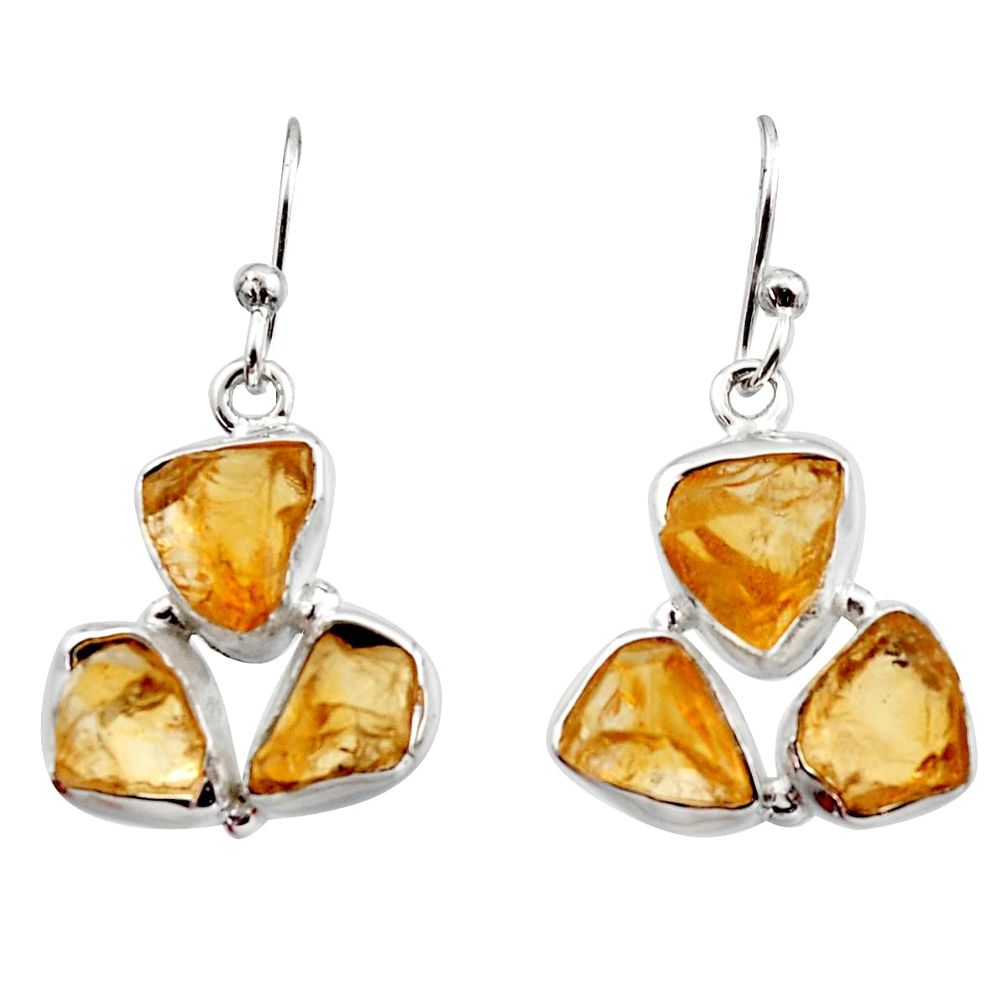 16.17cts yellow citrine rough 925 sterling silver dangle earrings jewelry r16951