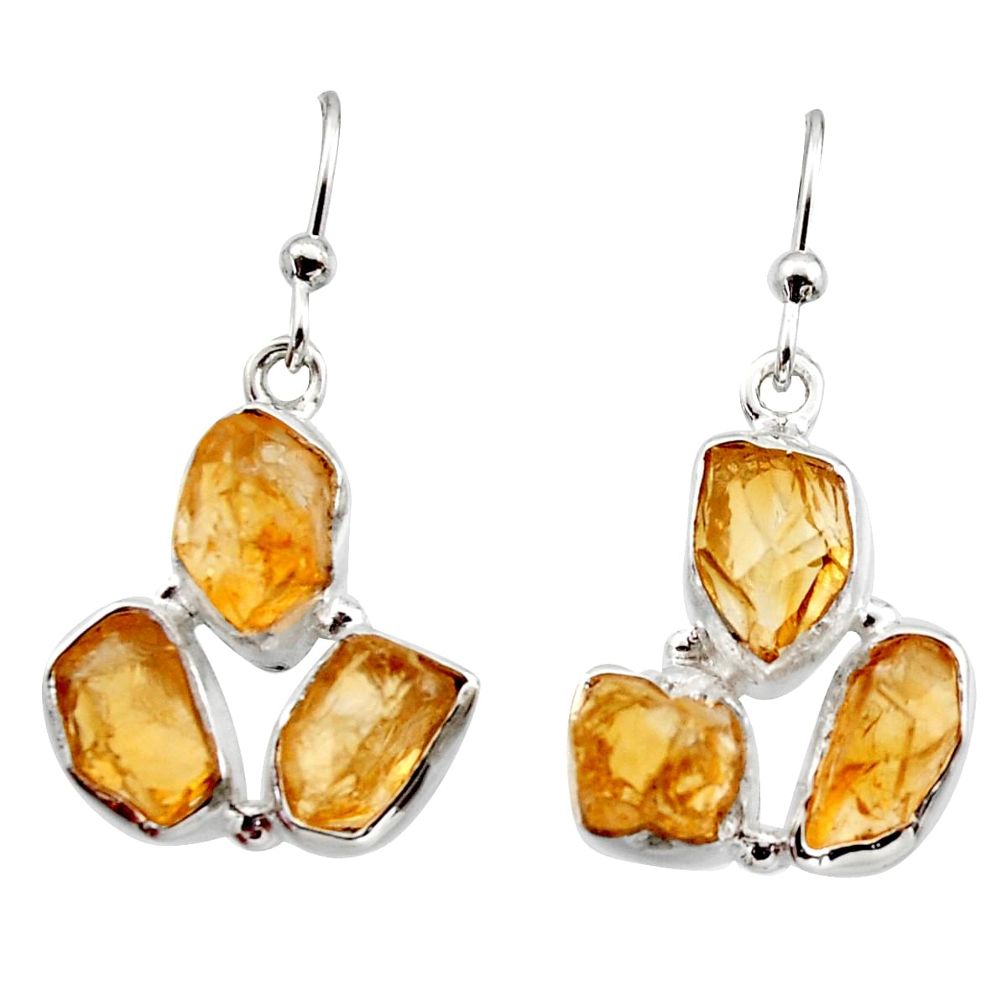 15.39cts yellow citrine rough 925 sterling silver dangle earrings jewelry r16952