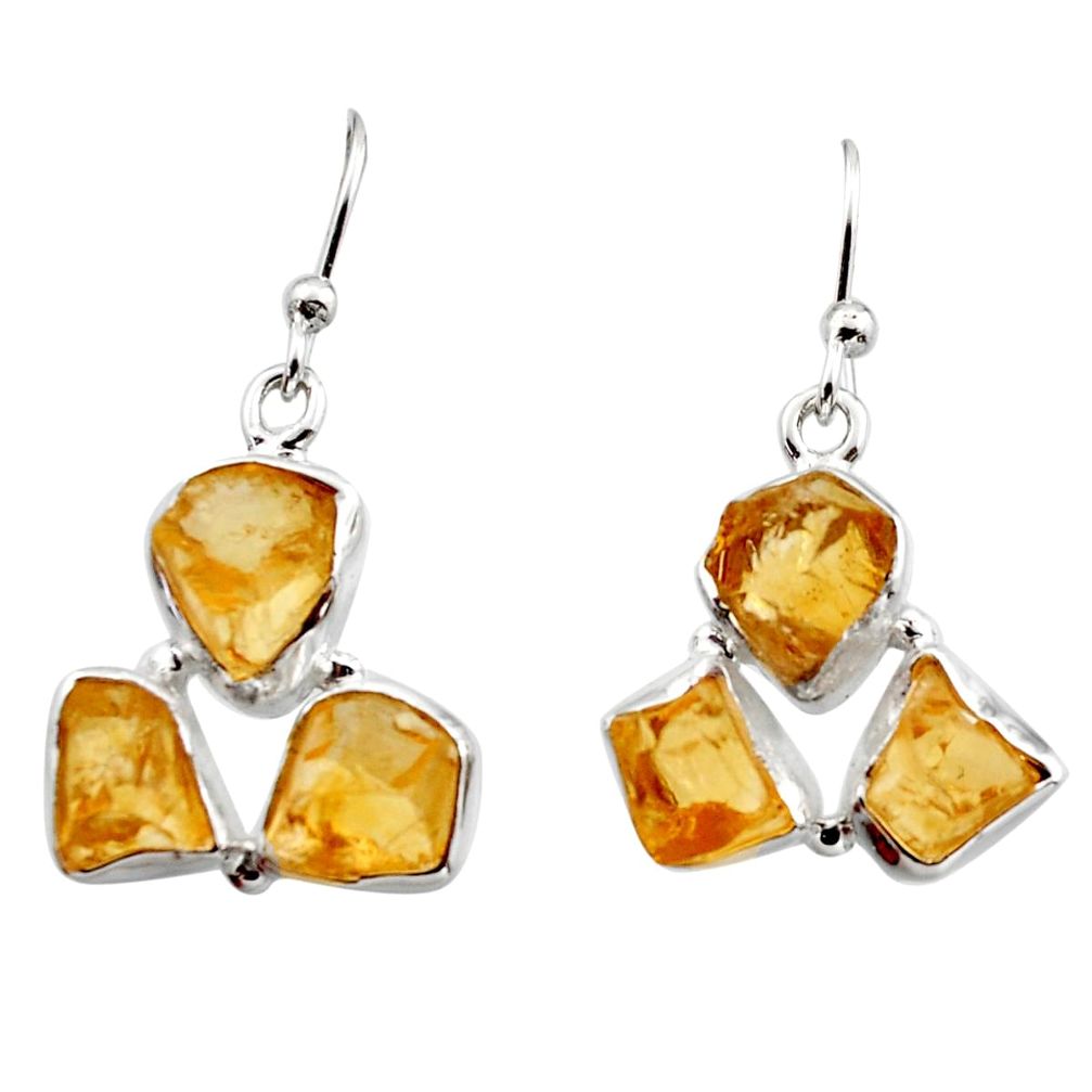 925 sterling silver 14.79cts yellow citrine rough dangle earrings jewelry r16953