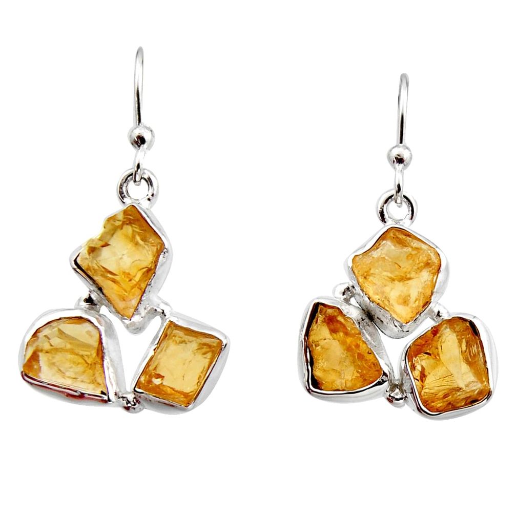 15.39cts yellow citrine rough 925 sterling silver dangle earrings jewelry r16954