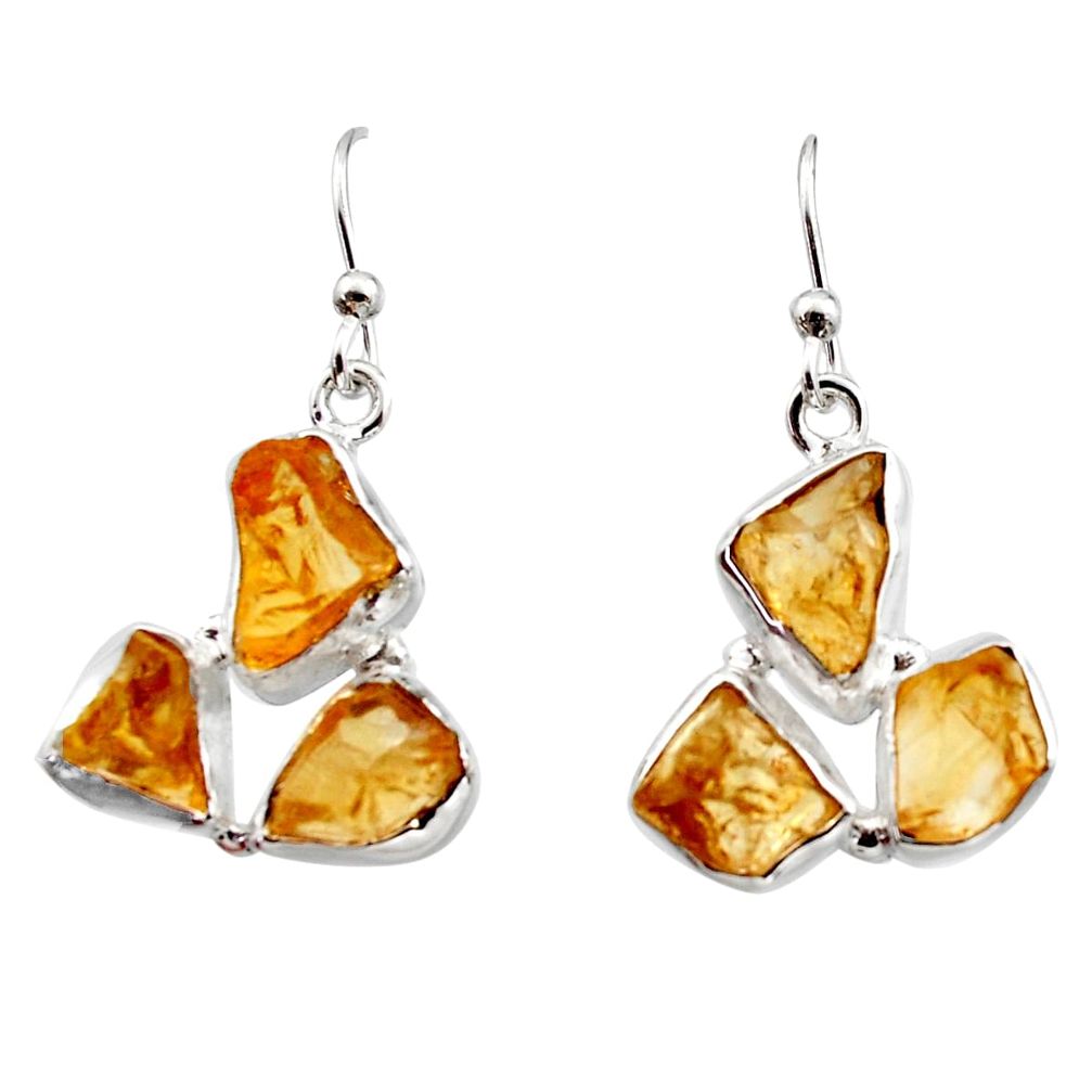 15.34cts yellow citrine rough 925 sterling silver dangle earrings jewelry r16955