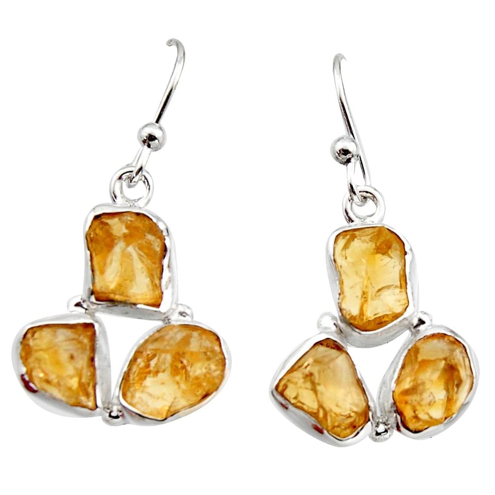 14.42cts yellow citrine rough 925 sterling silver dangle earrings jewelry r16958