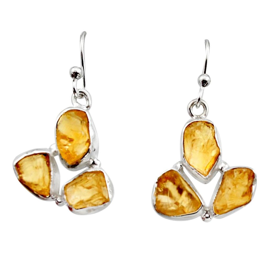 15.80cts yellow citrine rough 925 sterling silver dangle earrings jewelry r16959