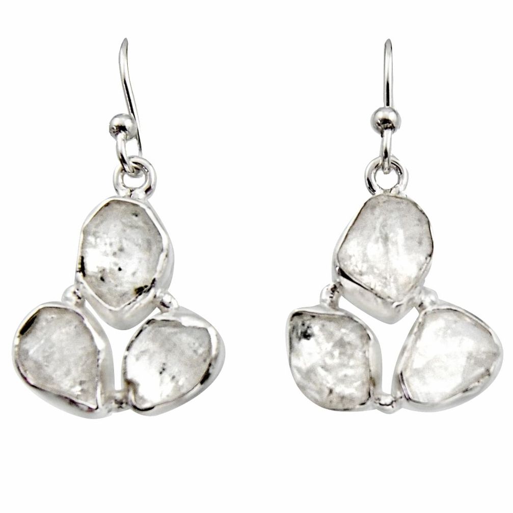 15.39cts natural white herkimer diamond 925 silver dangle earrings r16961