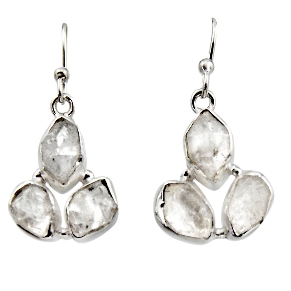 14.42cts natural white herkimer diamond 925 silver dangle earrings r16962