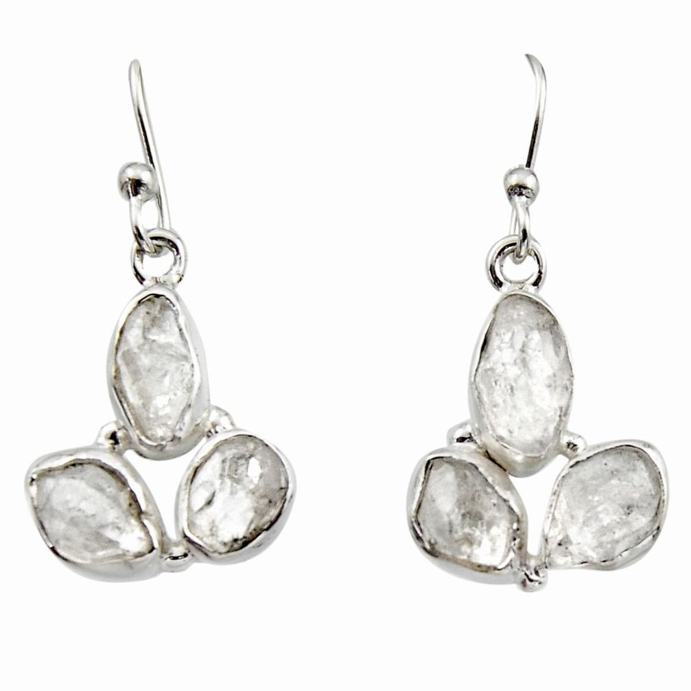 13.09cts natural white herkimer diamond 925 silver dangle earrings r16973