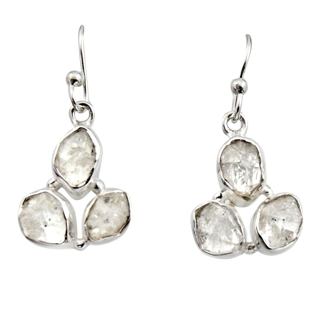 925 silver 12.05cts natural white herkimer diamond dangle earrings r16974