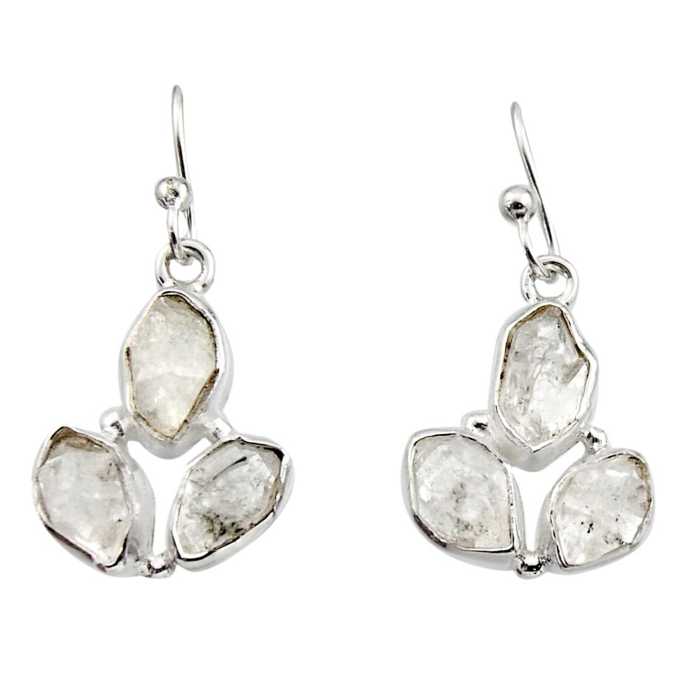 13.50cts natural white herkimer diamond 925 silver dangle earrings r16977