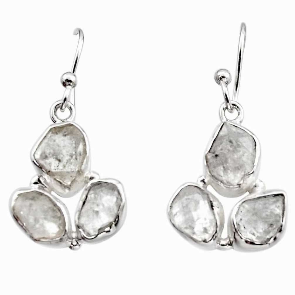 13.87cts natural white herkimer diamond 925 silver dangle earrings r16985