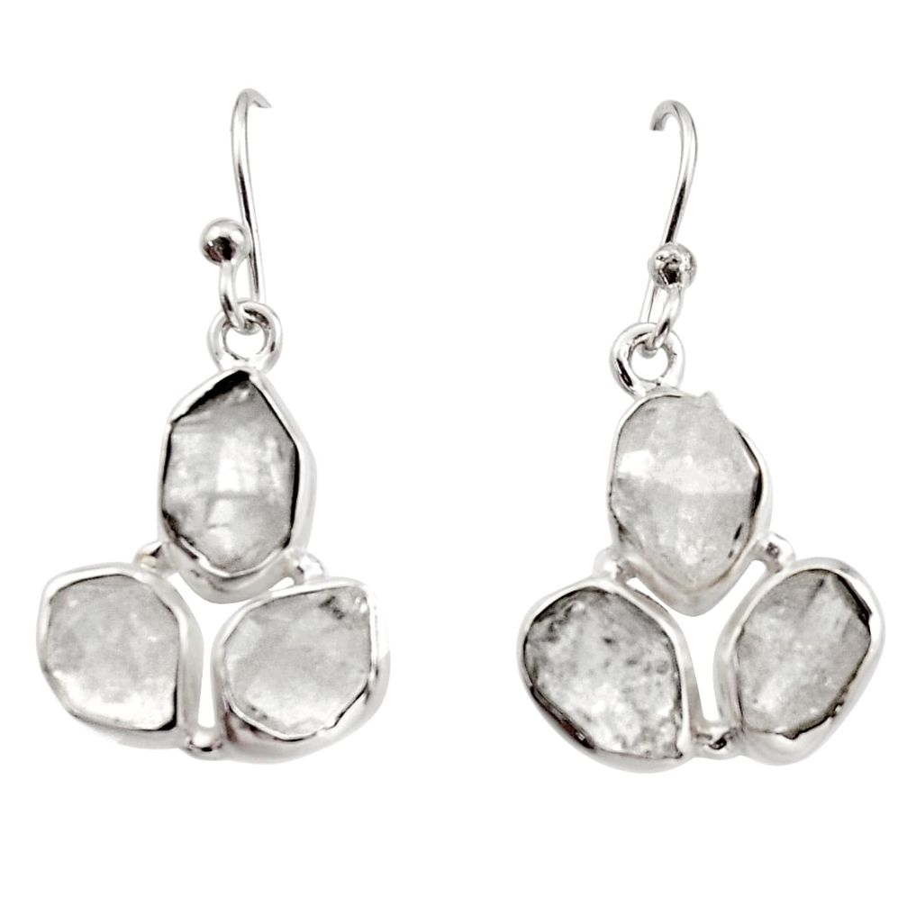 925 silver 14.88cts natural white herkimer diamond dangle earrings r16987