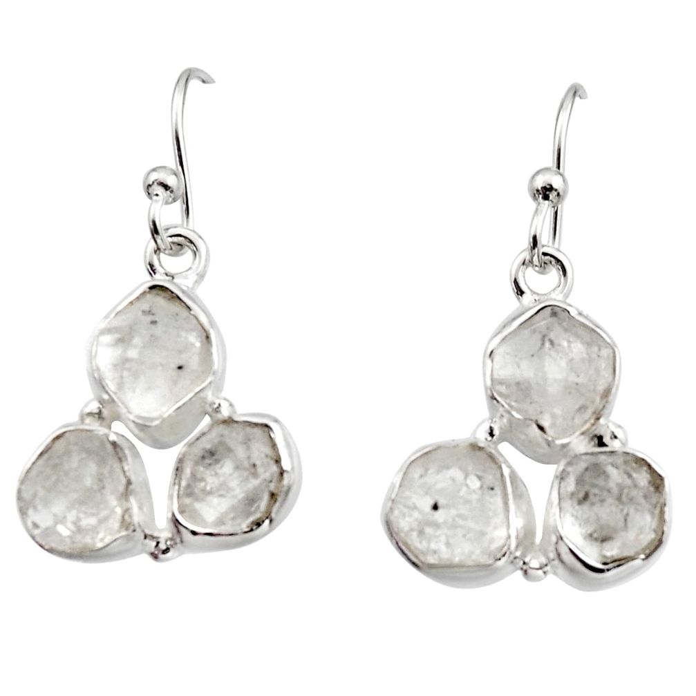 925 silver 13.87cts natural white herkimer diamond dangle earrings r16991