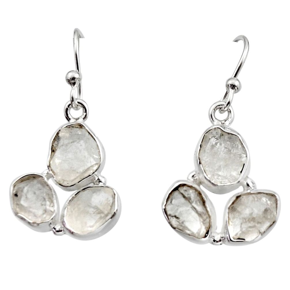 13.41cts natural white herkimer diamond 925 silver dangle earrings r16993